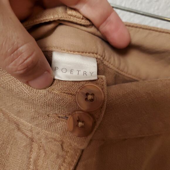 POETRY Linen Mocha Mousse Trousers Pants Sz XL - Picture 5 of 9